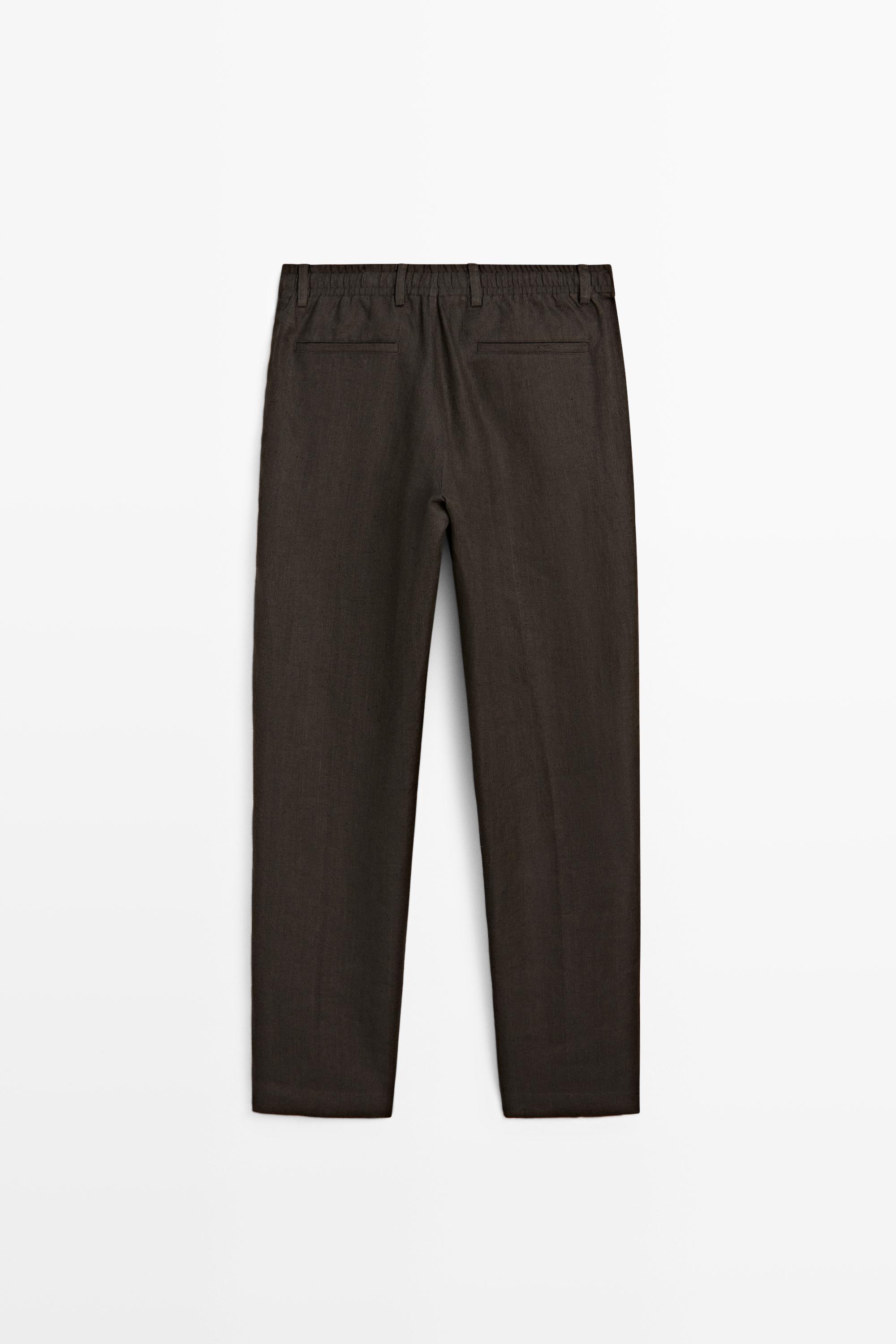 Pantalon 100 % lin à taille élastique